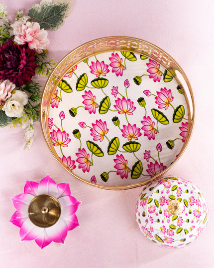 Navratri Combo: Metal Tray Set with Trousseau Packing - WGC0075