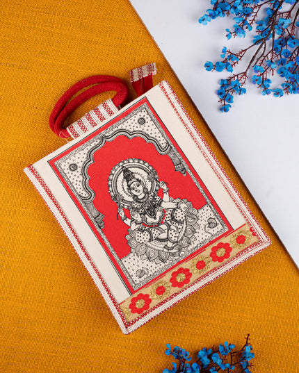 Navratri Combo: Jute Bag with Madhubani German Silver Tray & Haldi Kumkum Bangles - WGC0077