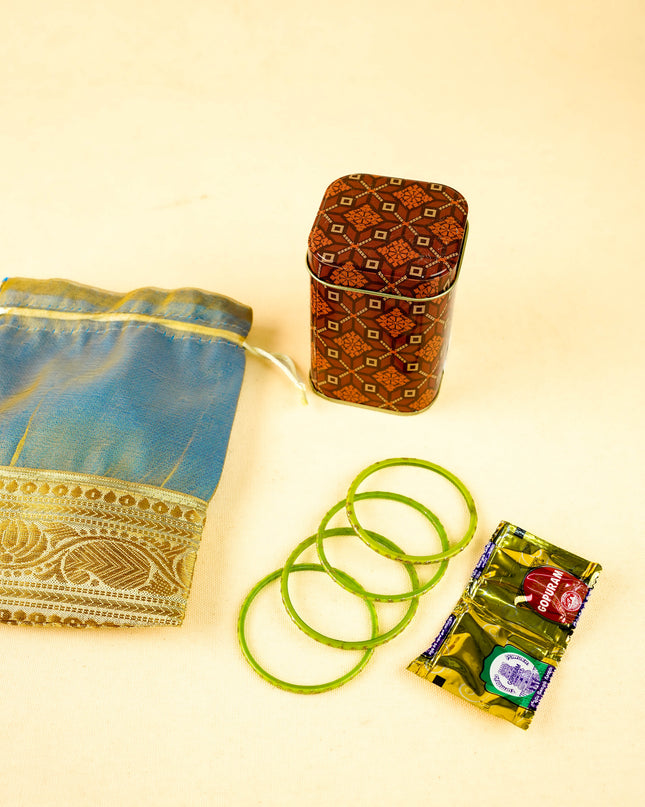 Combo - Brown Tin, Bangles with String Bag - WGC0093
