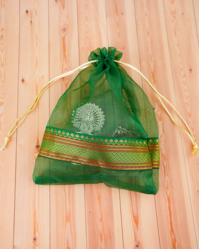 Combo - Peacock Diya, Annapakshi Haldi Kumkum with String Bag - WGC0094