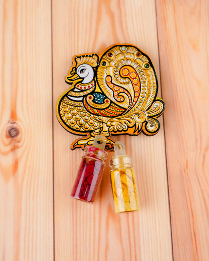 Combo - Peacock Diya, Annapakshi Haldi with String Bag - WGC0094