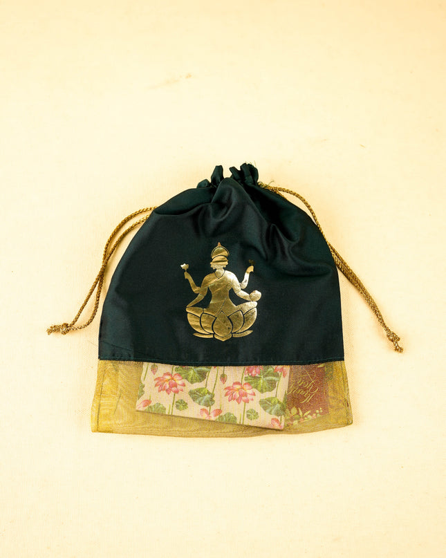 Combo - Pichwai Manai, Amman Face Haldi Kumkum with Lakshmi String Bag - WGC0096