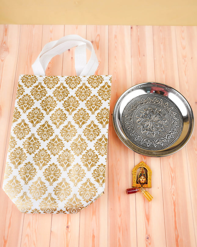 Combo: Oxidized Plate, Annapakshi Haldi Kumkum with Bag - WGC0098