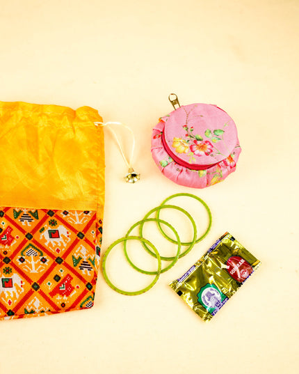 Combo: Bangle Box, Bangles with Patola String Bag - WGC0099