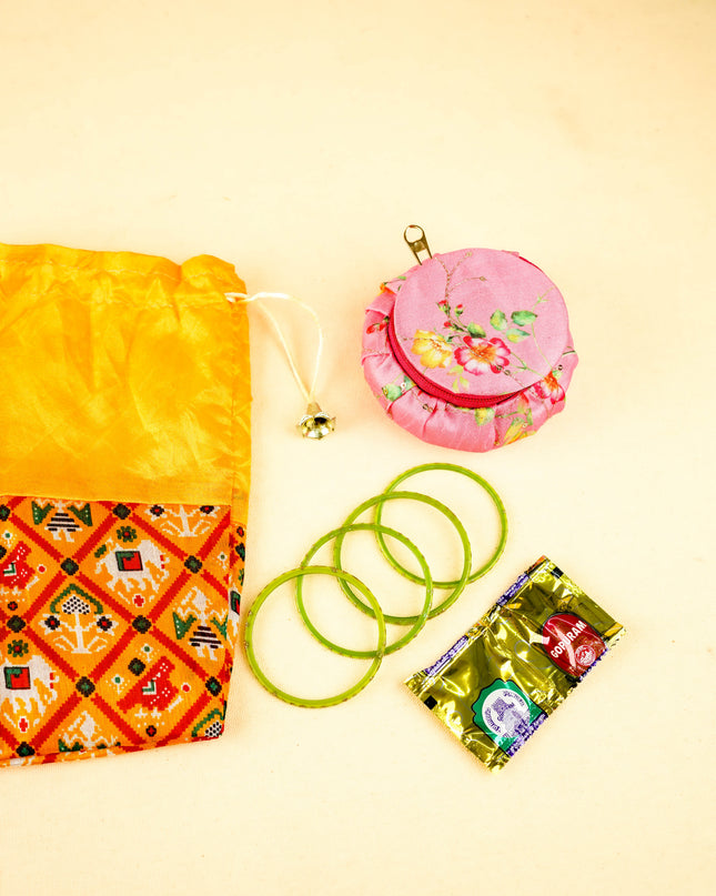 Combo: Bangle Box, Bangles with Patola String Bag - WGC0099