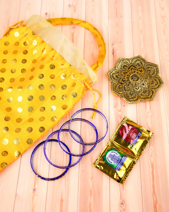 Combo: Flower Agarvathi Stand, Bangles with String Bag - WGC0100