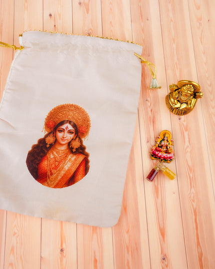 Combo: Lakshmi Idol, Lakshmi Haldi Kumkum with Lakshmi String Bag - WGC0102