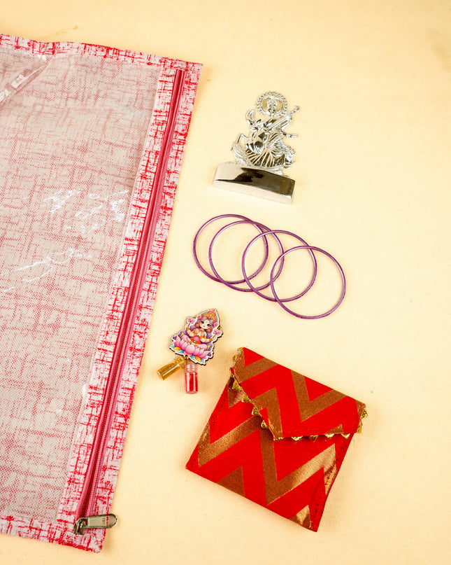 Combo: Saree Cover, Saraswathi Idol with Designer Haldi Kumkum Purse - WGC0103