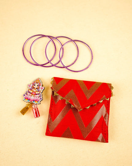 Combo: Saree Cover, Saraswathi Idol with Designer Haldi Kumkum Purse - WGC0103