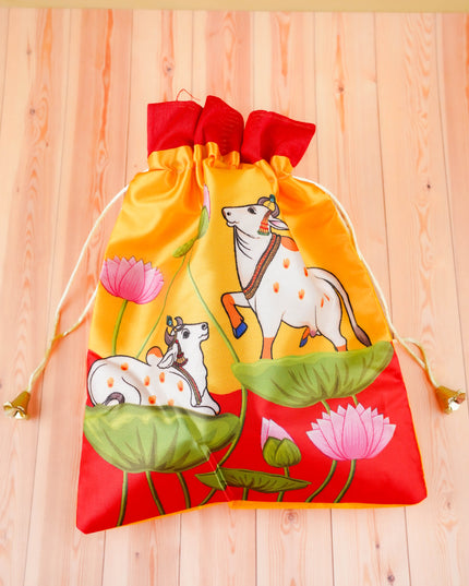 Combo: Pichwai Tin, Haldi Kumkum with Pichwai String Bag - WGC0104