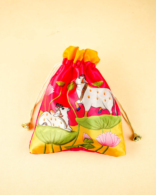 Combo: Pichwai Tin, Haldi Kumkum with Pichwai String Bag - WGC0104