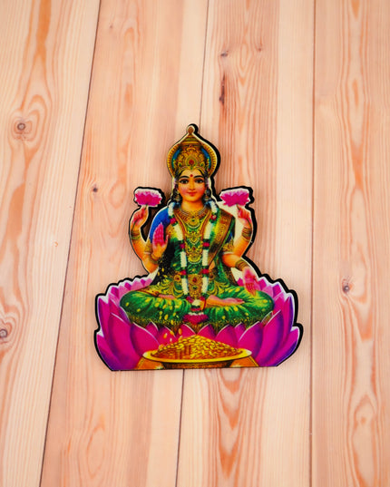 Combo: Designer Haldi Purse, Lakshmi Fridge Magnet with Lakshmi String Bag - WGC0105