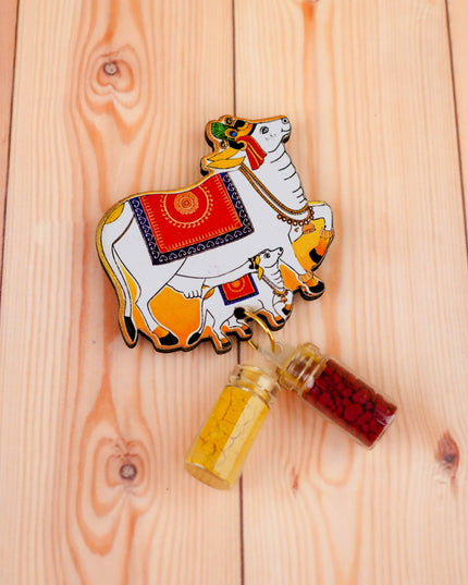 Combo: Hamper Box with Metal Urli Diya and Pichwai Fridge Magnet - WGC0106