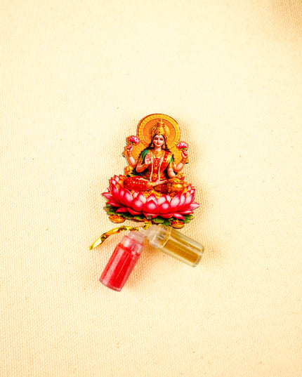 Combo: Brown Tin, Lakshmi Haldi Kumkum, String Bag with Set of 5 Cones - WGC0109