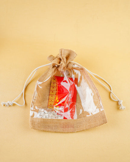 Combo: Jute Bag with Lakshmi Shloka Card & Lakshmi Murti - WGC0112
