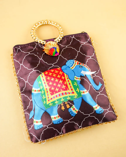 Combo: Digital Printed Handbag with Elephant Thoran & Elephant Haldi Kumkum - WGC0113