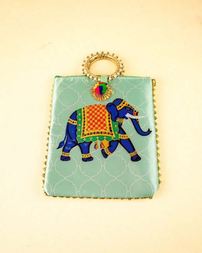 Combo: Digital Printed Handbag with Elephant Thoran & Elephant Haldi Kumkum - WGC0113