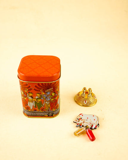 Combo: Mural Tin with Cow Haldi Kumkum & Tirupathi Balaji Paduka - WGC0114