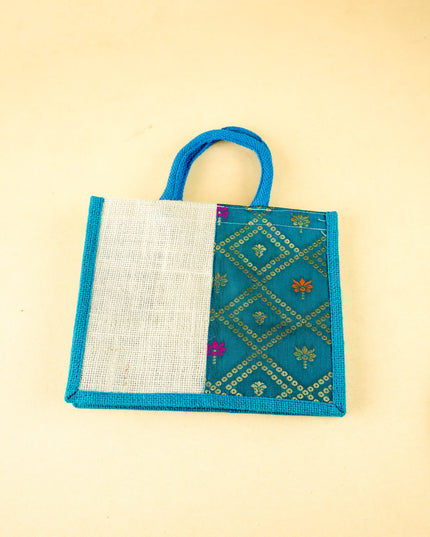 Combo: Jute Bag with Floral Plate & Lakshmi Haldi Kumkum - WGC0115