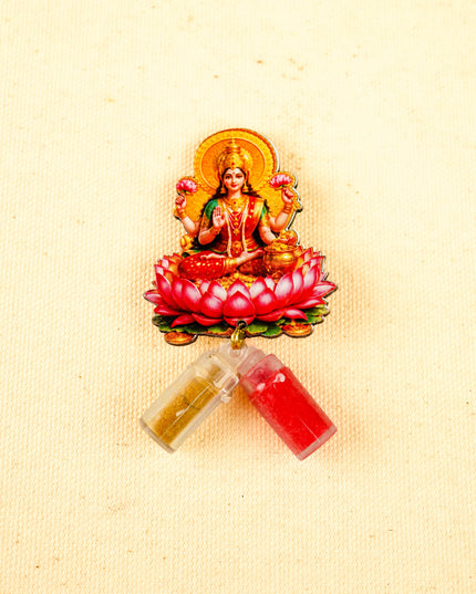 Combo: Jute Bag with Floral Plate & Lakshmi Haldi Kumkum - WGC0115