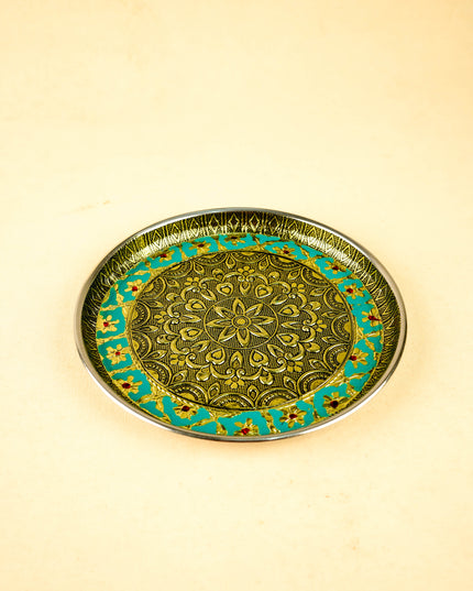 Combo: Jute Bag with Floral Plate & Lakshmi Haldi Kumkum - WGC0115