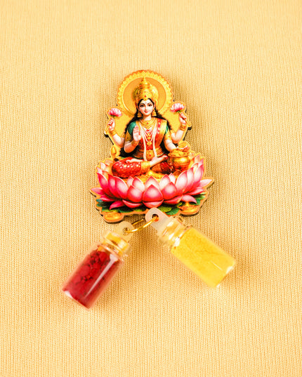 Combo: Juco Elephant Print Bag with Lakshmi Haldi Kumkum & Floral Plate - WGC0116