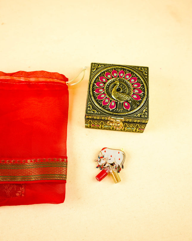 Combo: String Bag, Peacock Dry Fruit Box & Cow Haldi Kumkum - WGC0116