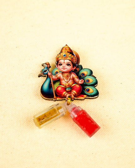 Combo: Baby Murugar Jute Bag with Dry Fruit Box, Murugan Vel & Haldi Kumkum - WGC0117