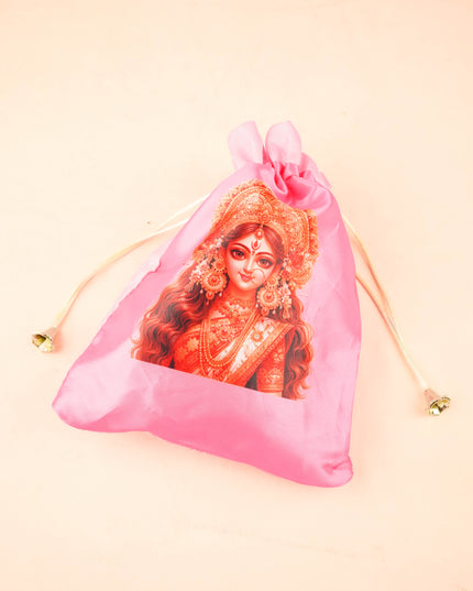 Combo: String Bag with German Silver Diya & Lakshmi Haldi Kumkum - WGC0132