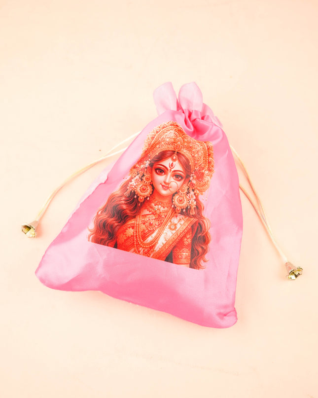 Combo: String Bag with German Silver Diya & Lakshmi Haldi Kumkum - WGC0132