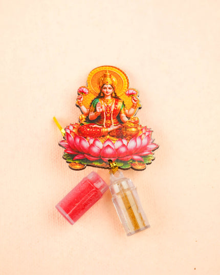 Combo: String Bag with German Silver Diya & Lakshmi Haldi Kumkum - WGC0132