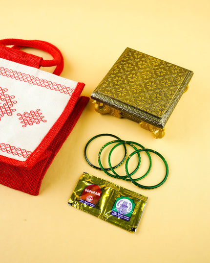 Combo: Rangoli Jute with Peacock Manai & Bangle Manjal Kumkum - WGC0151