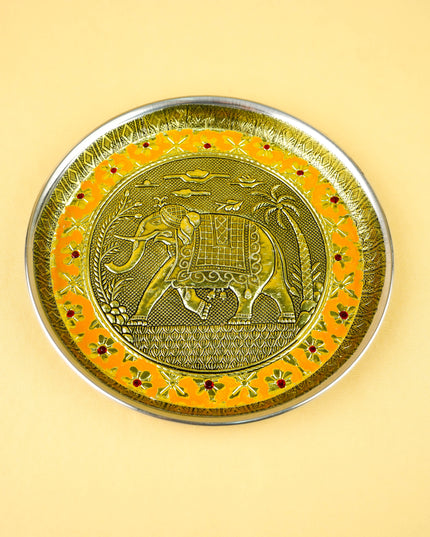Combo: Elephant Print Handbag with Elephant Plate & Haldi Kumkum - WGC0152