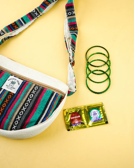 Combo: Jacquard Sling Bag with Bangle Manjal Kumkum - WGC0153