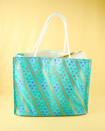 Combo: Banarasi Jute Bag with Plate & Bangle Haldi Kumkum - WGC0157