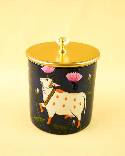 Combo: Pichwai Jute Bag with Metal Jar & Bangle Manjal Kumkum - WGC0162