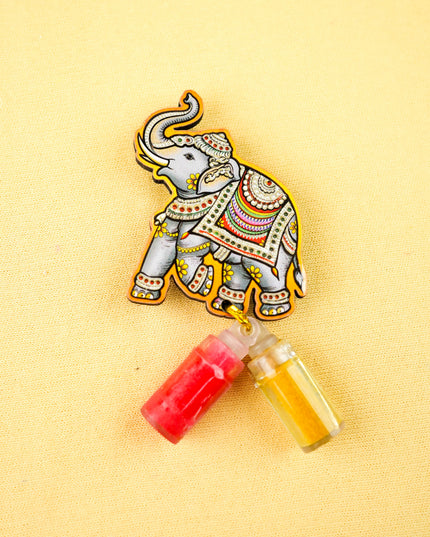 Combo: String Bag with Elephant Print Plate & Haldi Kumkum - WGC0163