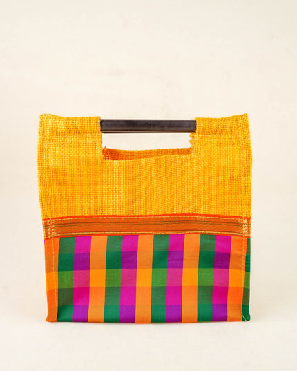 Combo: Traditional Checked Blouse Bit with Jute Bag & Bangle Manjal Kumkum - WGC0165