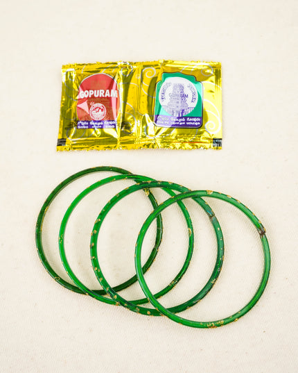 Combo: Kolam Print String Bag with Brass Bell & Bangle Manjal Kumkum - WGC0166