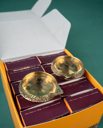 Diya Pack 10 - Brass Kubera Diya - Set of 10 - WH0033