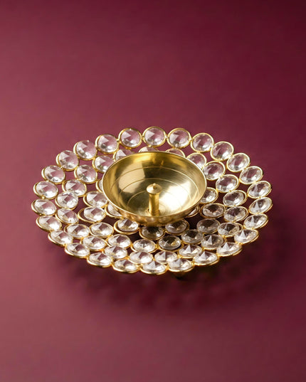 Brass - Round Crystal Deep - 6.2 Inch - WL0028