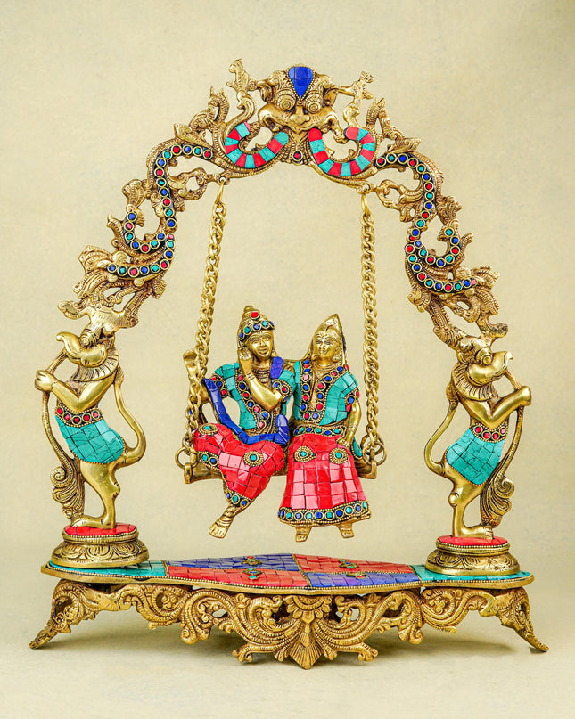 Brass Radhe Krishna on Jhoola - WL0089