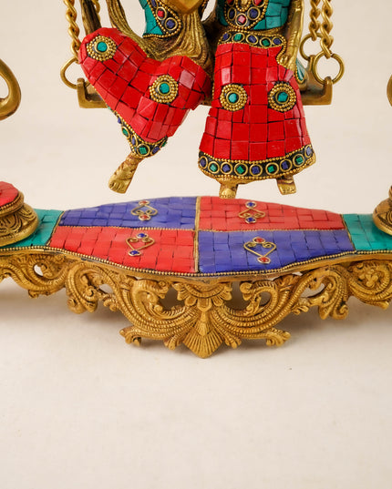 Brass Radhe Krishna on Jhoola - WL0089