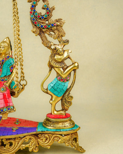 Brass Radhe Krishna on Jhoola - WL0089