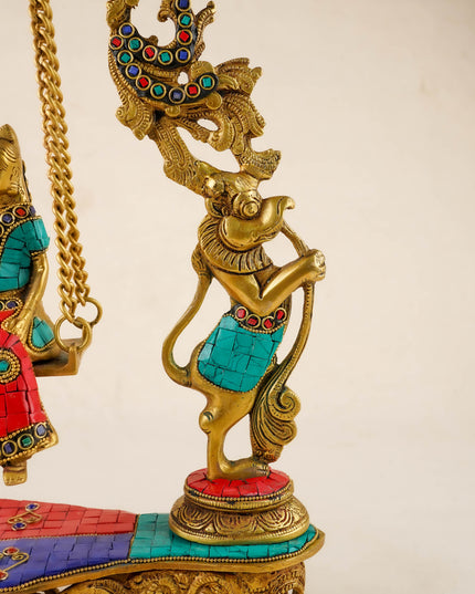 Brass Radhe Krishna on Jhoola - WL0089