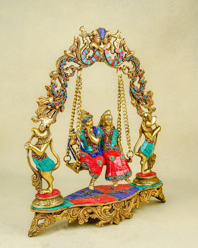 Brass Radhe Krishna on Jhoola - WL0089