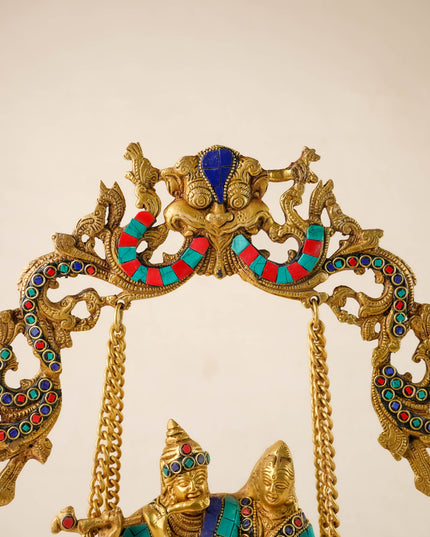 Brass Radhe Krishna on Jhoola - WL0089