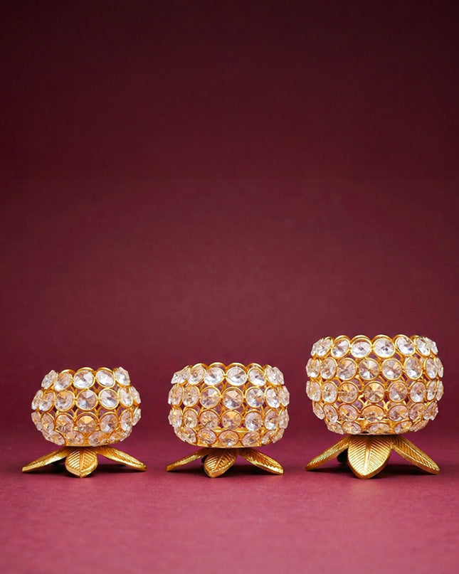 Crystal T light holder - set of 3 - WL0122