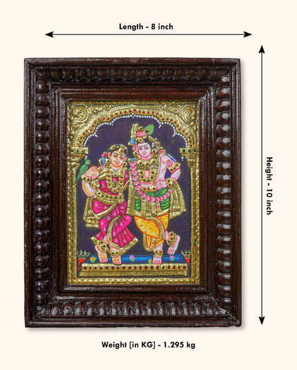 Tanjore painting Rukmini Krishna - Flat (Gold Foil) - 8x6 inch - WL0328