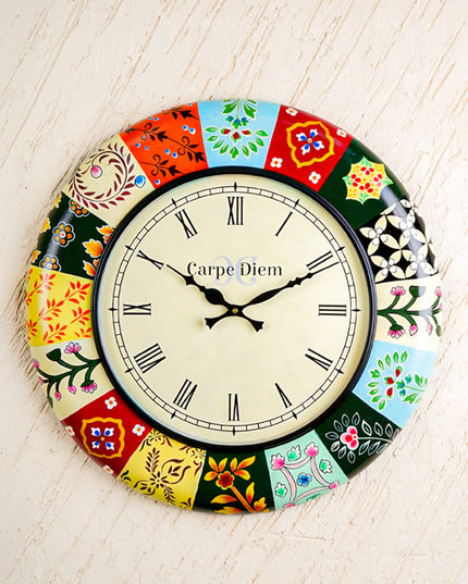 Wall Clock - Multicolour Hand Painted (18 inch) - WL0436